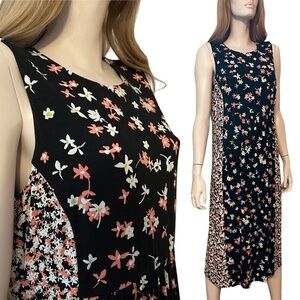 J. Jill Maxi Midi Dress Floral Rayon Patchwork Sleeveless Versatile Pretty